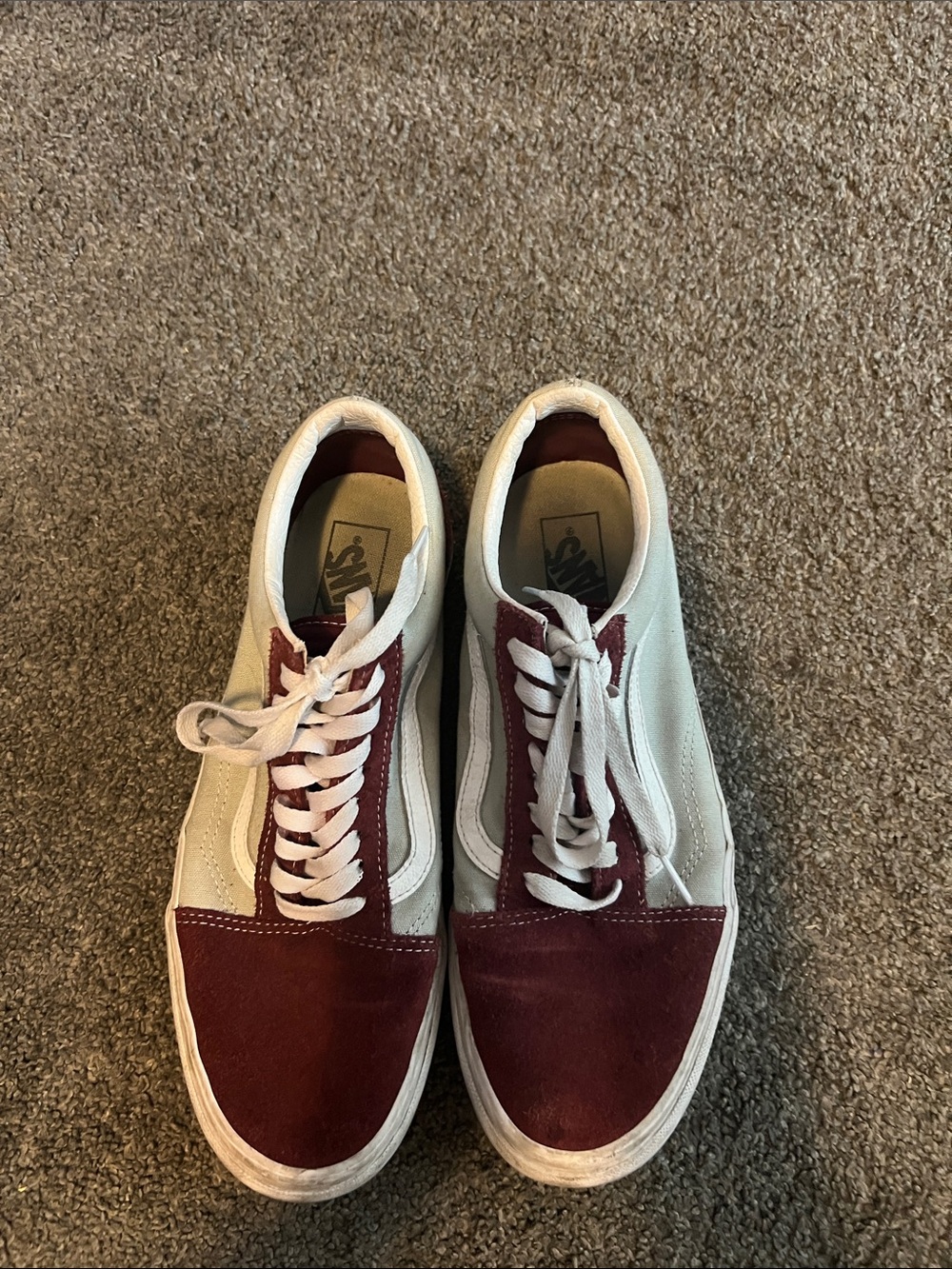 Vans Men's Lace-Up Sneakers in Cream and Maroon - Picture 4 of 7